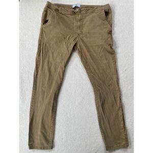 Access Mens 38x32 Chino Pants‎ Tan Khaki Slim Fit Stretch Cotton Twill Trousers
